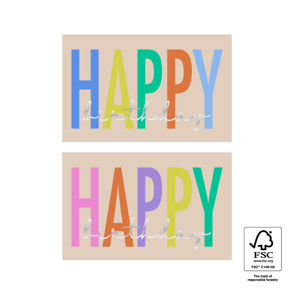 Sticker Happy Birthday - Zilver