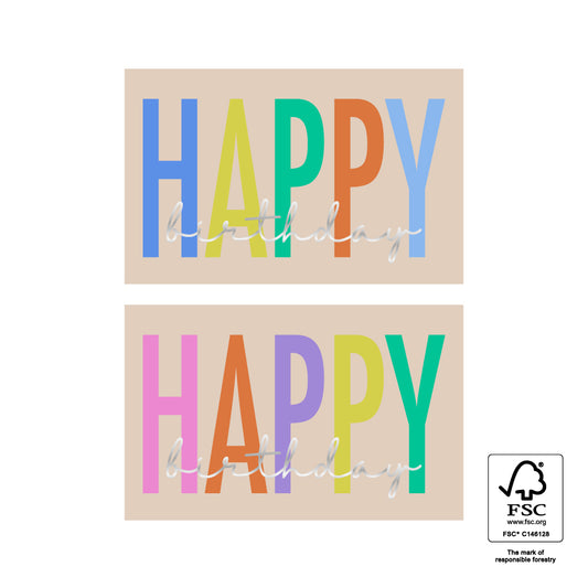 Sticker Happy Birthday - Zilver
