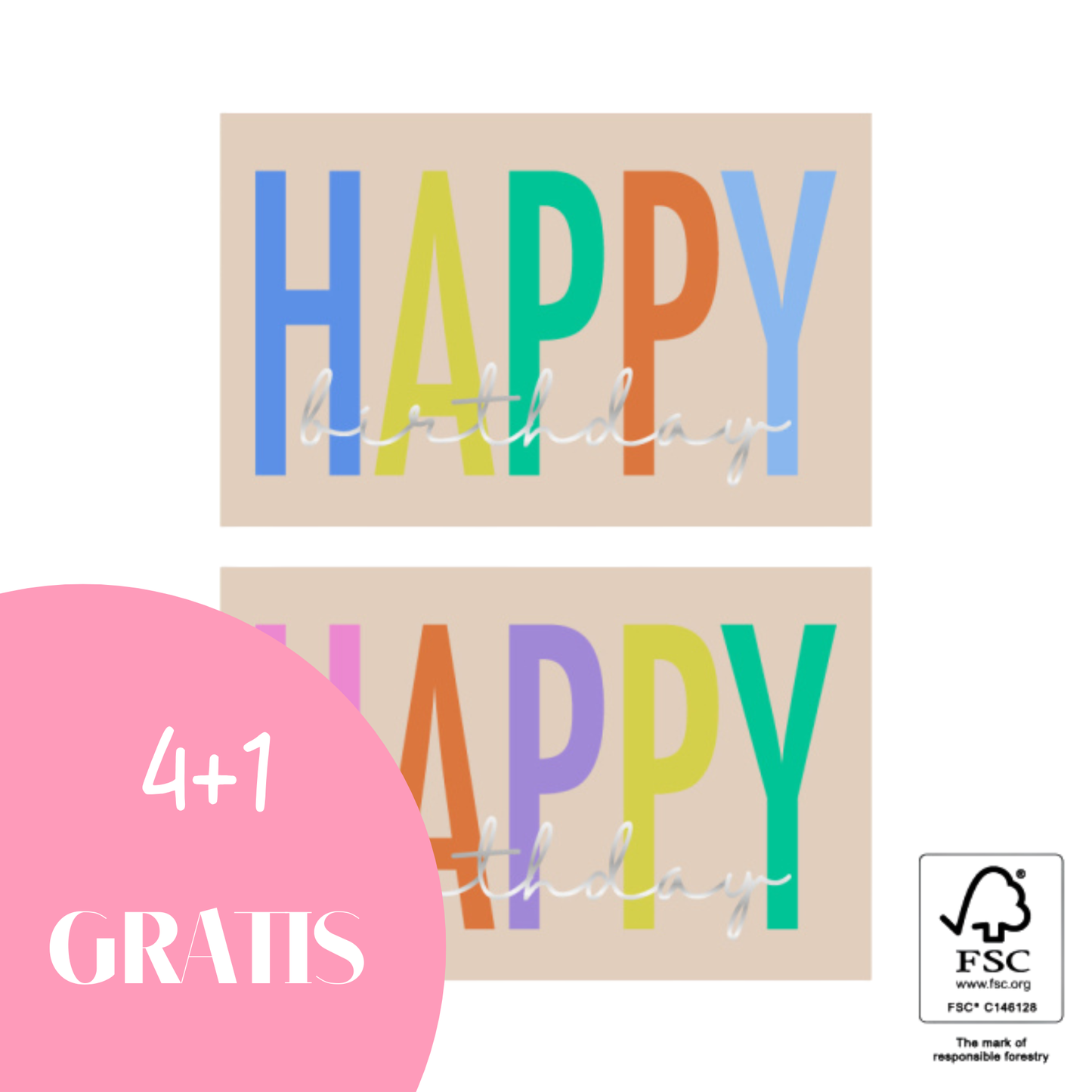 Sticker Happy Birthday - Zilver